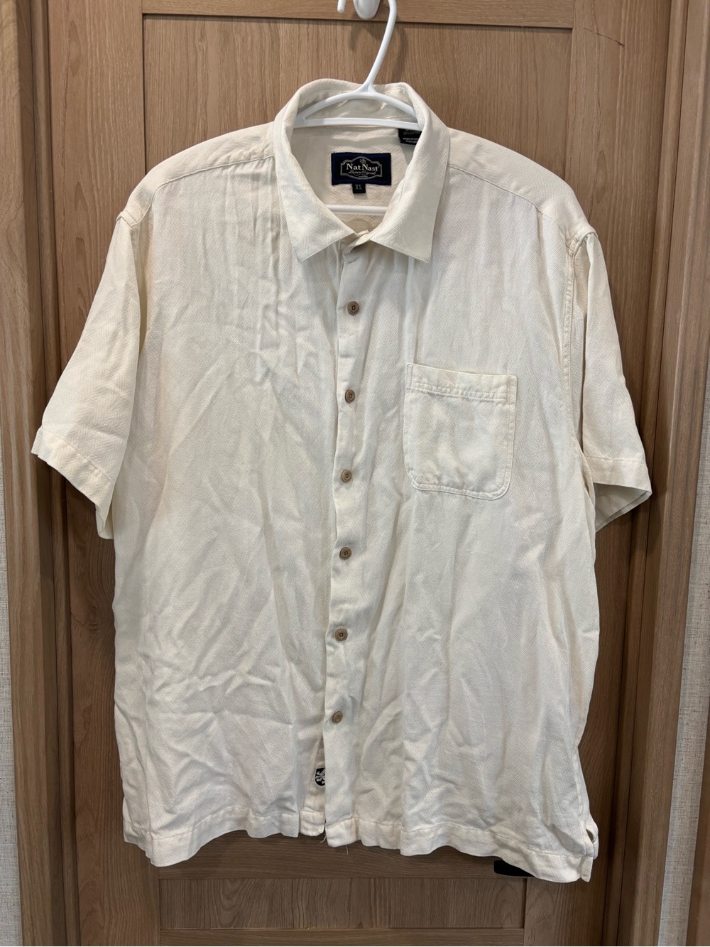 Nat Nast Mens Linen Blend Button Down Shirt Size XL White Vacation Beach